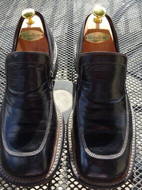BARRACUDA MEN'S BLACK DRESS SHOES MADE IN ITALY SZ 9.5 M/D